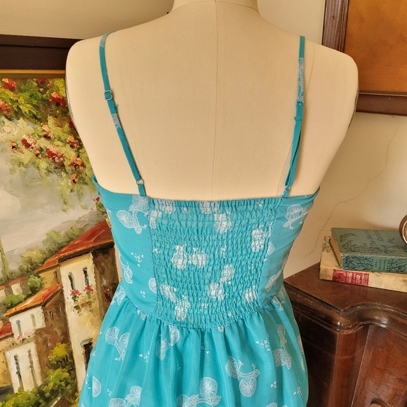 Retro Blue bicycle print cotton summer dress size 2 - Picture 7 of 8